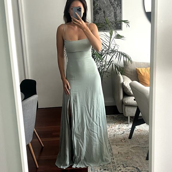 Reformation Ingrid Maxi Dress Green sleeveless size 0 viscose C5 - Picture 1 of 9